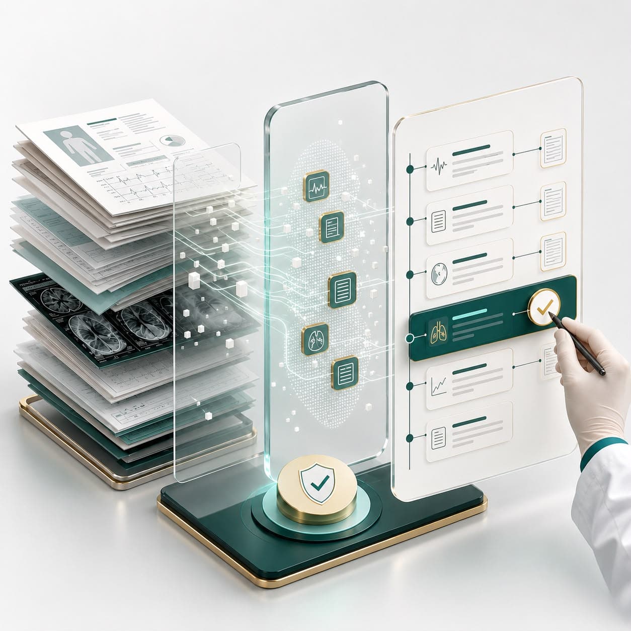 AI transforming complex medical records into source-linked case intelligence for expert verification